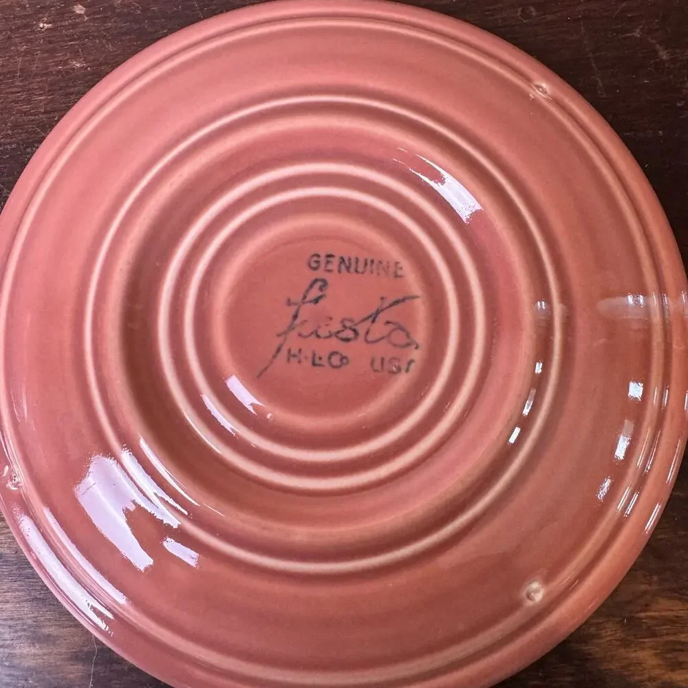 Fiesta Fiestaware Set of 6 Original Vintage Post 1986 Saucers Light Green Rose‎